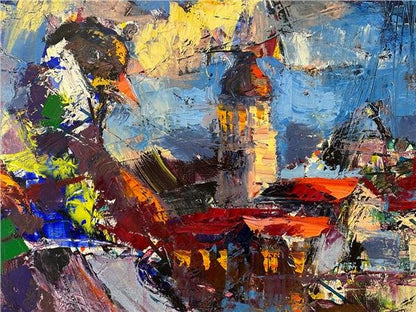 Kız Kulesi ve Güvercinler Yağlı Boya Tablosu