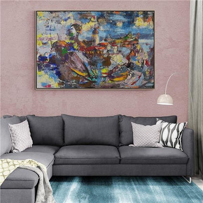 Kız Kulesi ve Güvercinler Yağlı Boya Tablosu