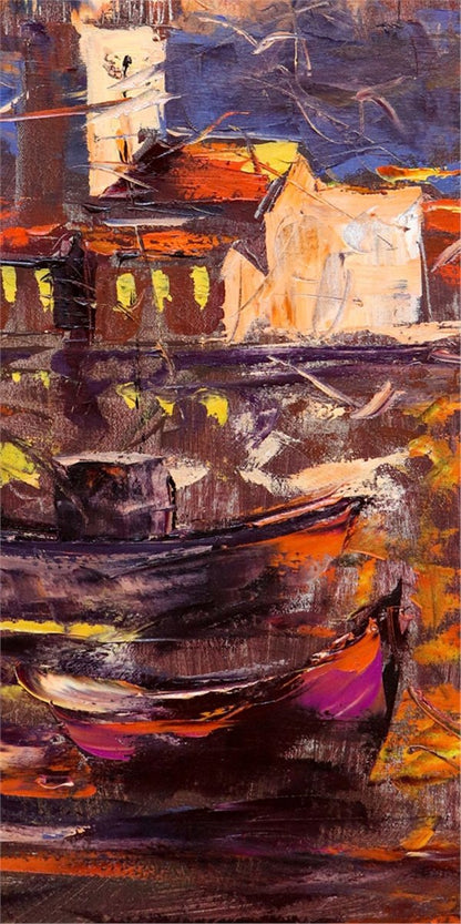 Kız Kulesi ve Tekneler Yağlı Boya Tablosu