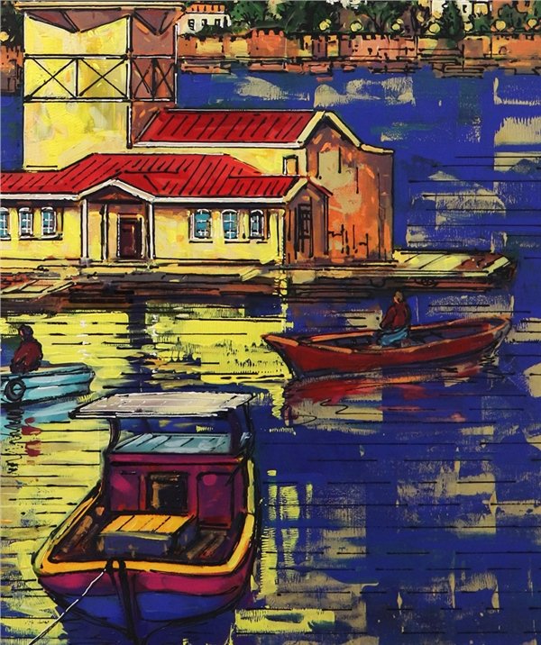 Kız Kulesi ve İstanbul Yarımadası Yağlı Boya Tablosu