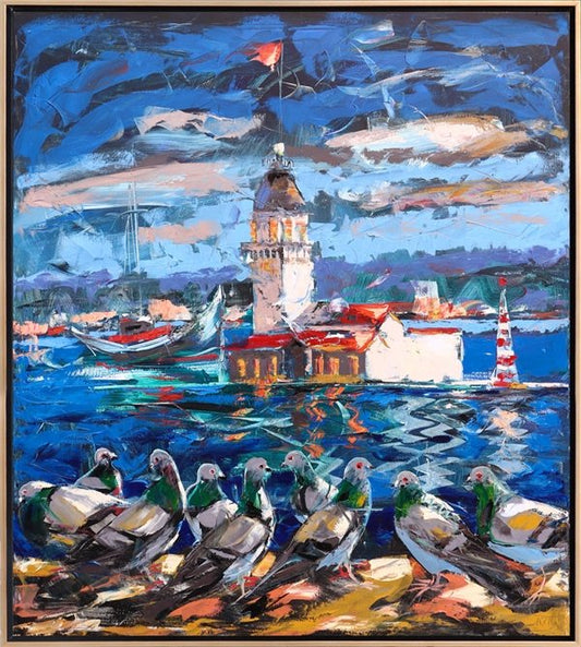 Kulenin Kuşlarla Dansı Yağlı Boya Tablosu