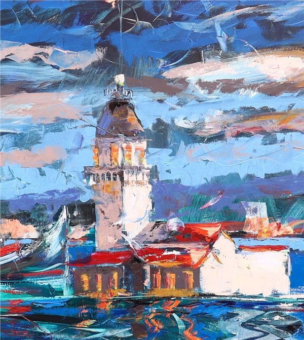 Kulenin Kuşlarla Dansı Yağlı Boya Tablosu