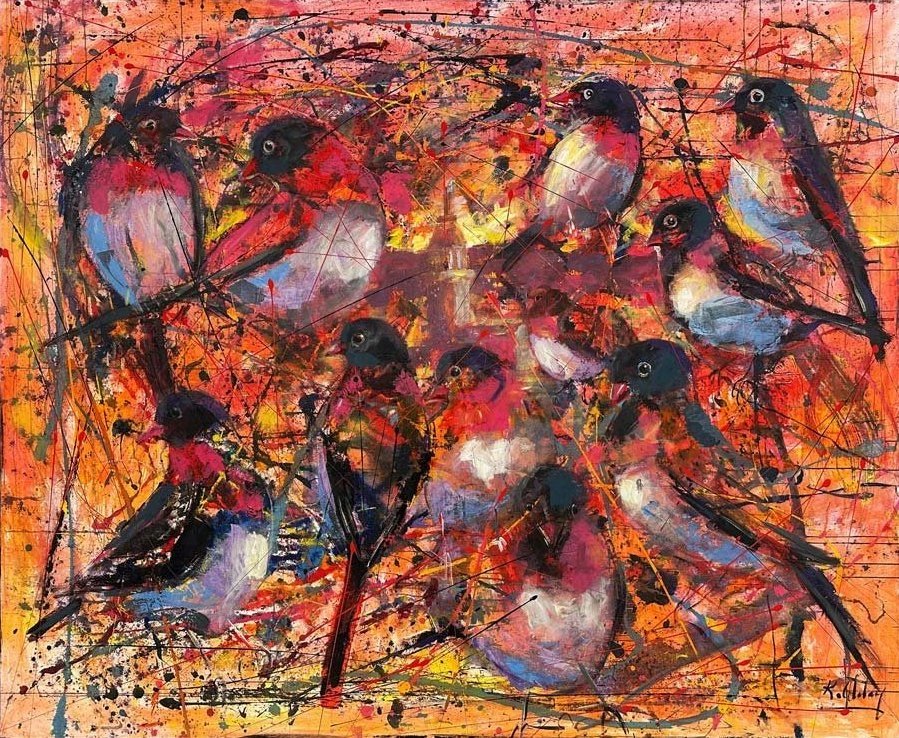 Kız Kulesinde Kanatlar Yağlı Boya Tablosu