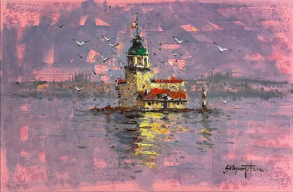 Kız Kulesinde Yakamoz Yağlı Boya Tablosu