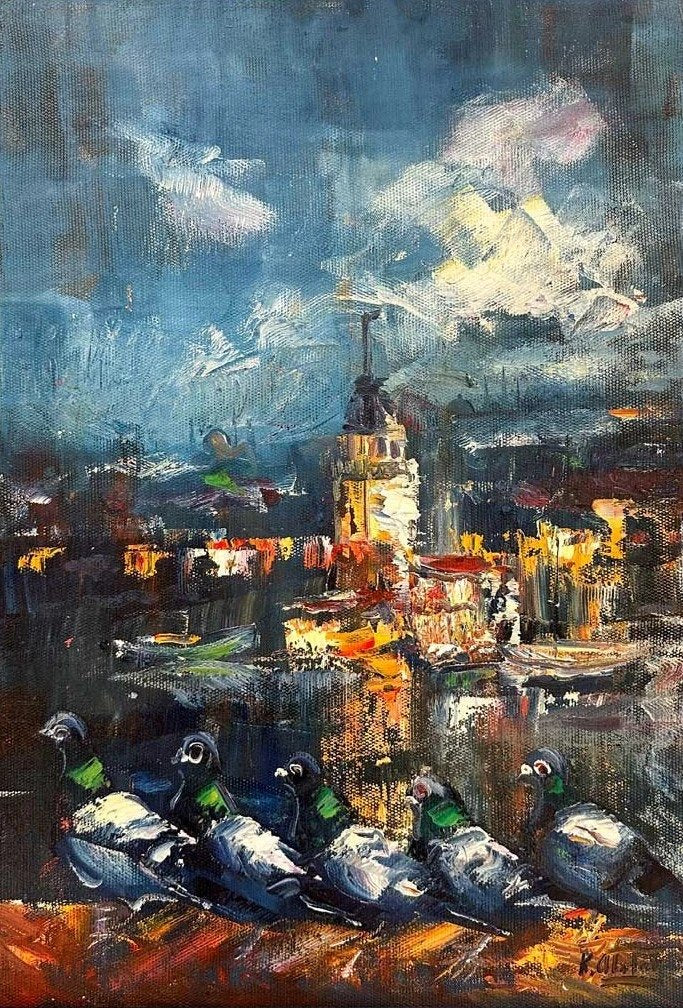 Kız Kulesinin İzleri Yağlı Boya Tablosu