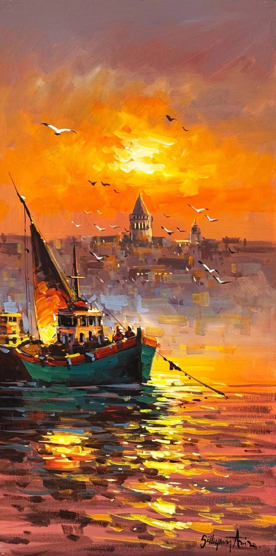 Kızıl Akşam Yağlı Boya Tablosu