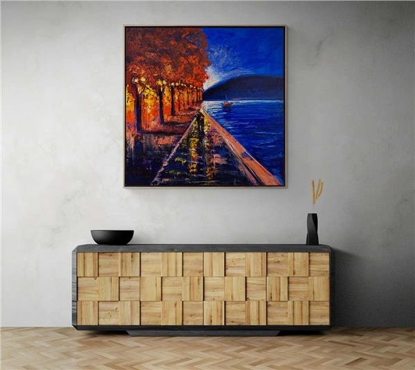 Kızıl Mavi Yağlı Boya Tablosu