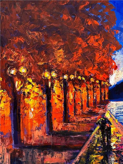 Kızıl Mavi Yağlı Boya Tablosu