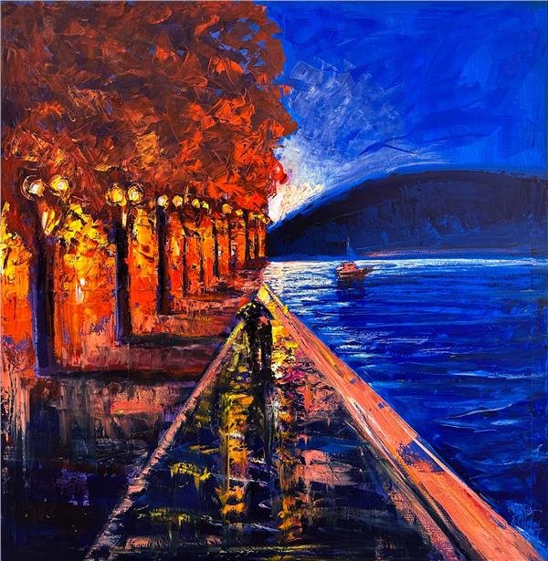 Kızıl Mavi Yağlı Boya Tablosu