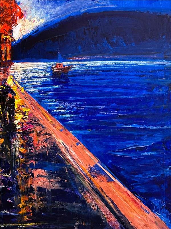 Kızıl Mavi Yağlı Boya Tablosu