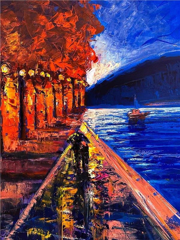 Kızıl Mavi Yağlı Boya Tablosu