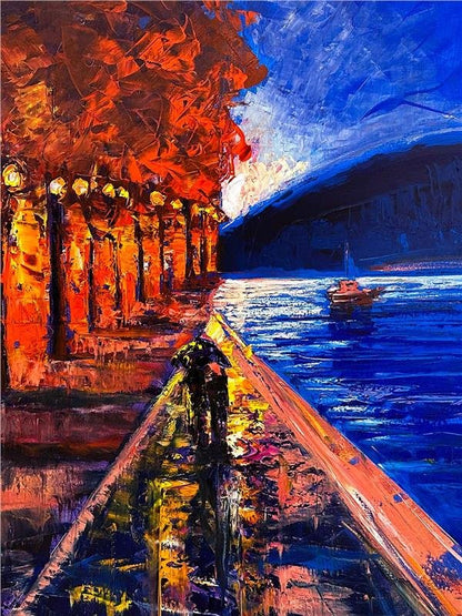 Kızıl Mavi Yağlı Boya Tablosu