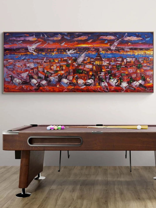 Kızıl Saatte İstanbul Yağlı Boya Tablosu