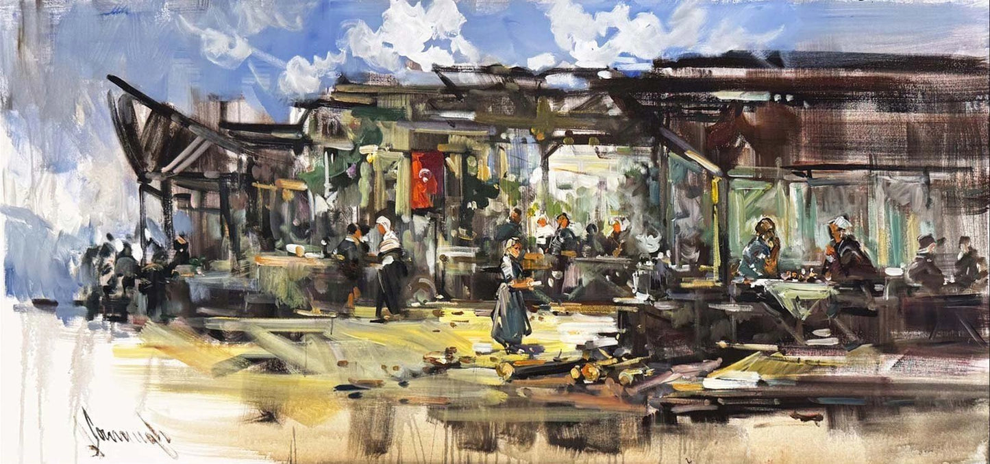 Köy Kahvesinde Yağlı Boya Tablosu