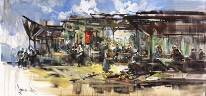 Köy Kahvesinde Yağlı Boya Tablosu