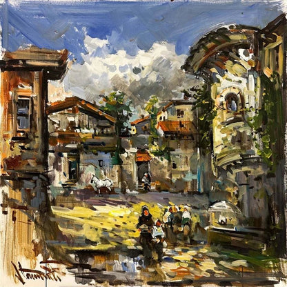 Köy Yollarında Adımlar Yağlı Boya Tablosu