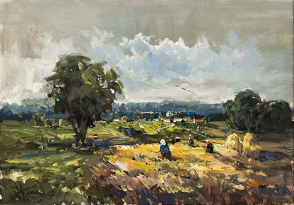 Köyde Hasat Zamanı Yağlı Boya Tablosu