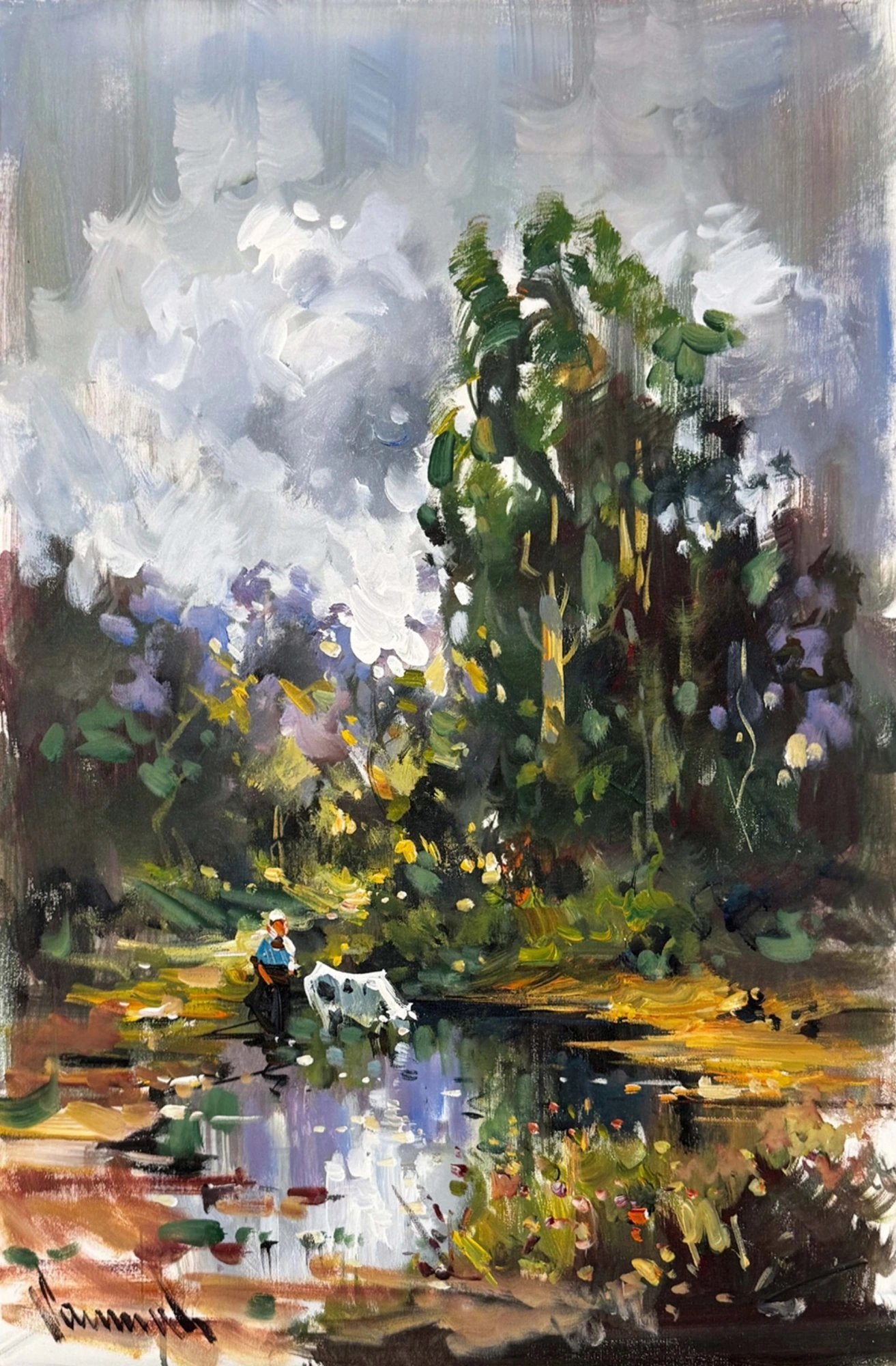 Köyde Sabah Sessizliği Yağlı Boya Tablosu