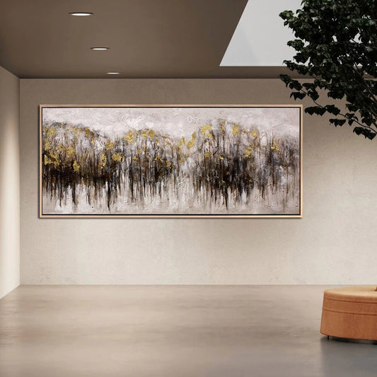 Krem ve Kahve Çizgiler Siparişe Özel Soyut Yağlı Boya Tablo