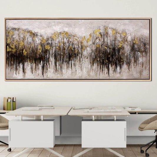 Krem ve Kahve Çizgiler Siparişe Özel Soyut Yağlı Boya Tablo