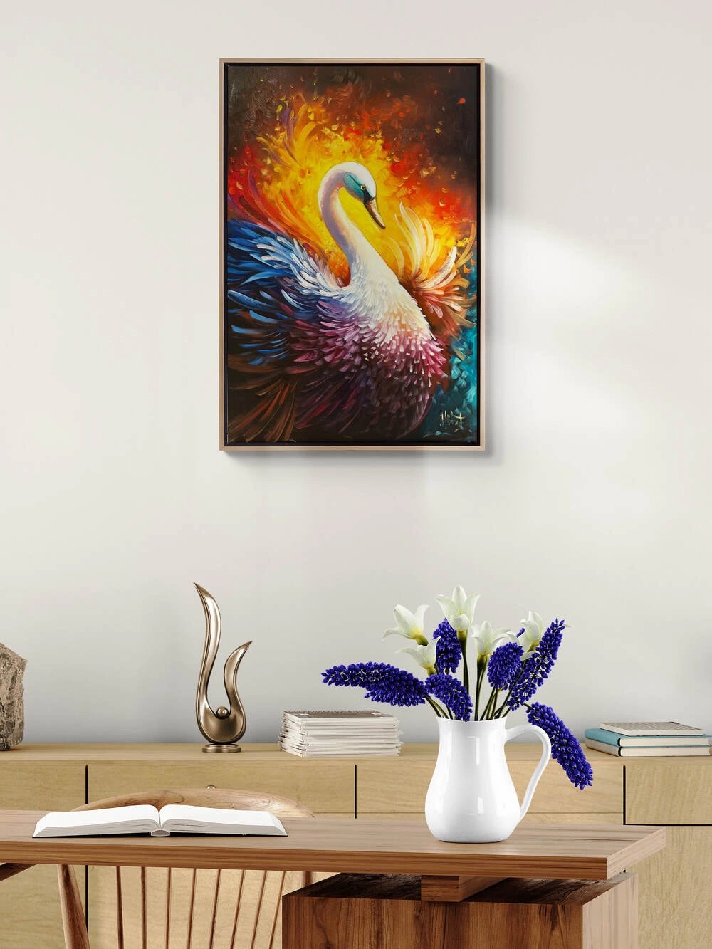 Kuğunun Asil Duruşu Yağlı Boya Tablosu