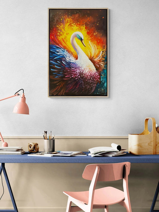 Kuğunun Asil Duruşu Yağlı Boya Tablosu