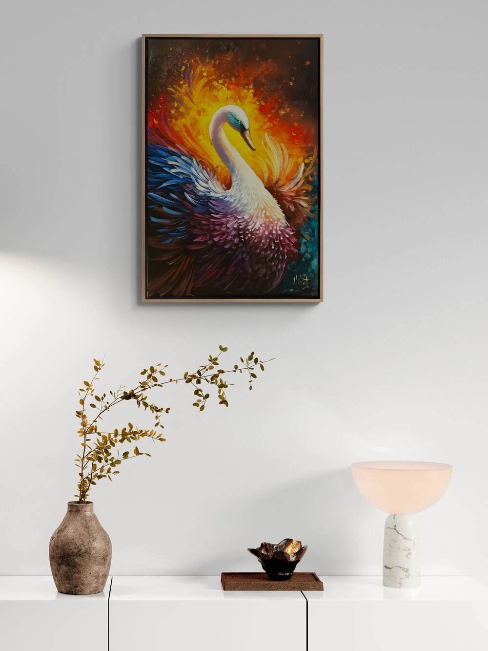 Kuğunun Asil Duruşu Yağlı Boya Tablosu