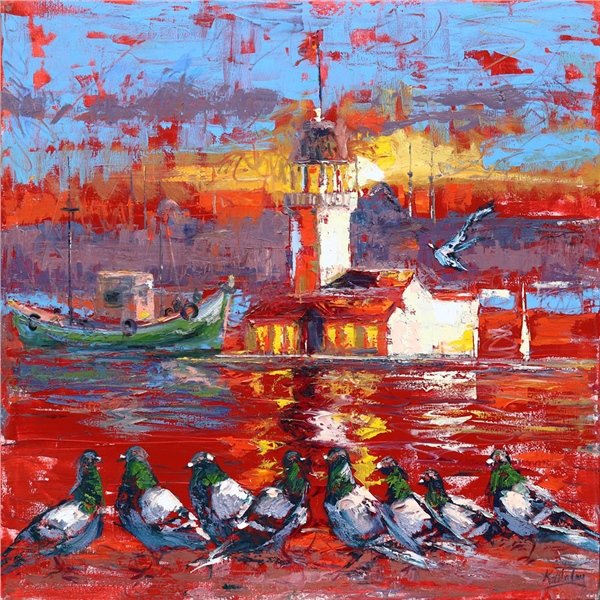 Kule Aşıkları Yağlı Boya Tablosu