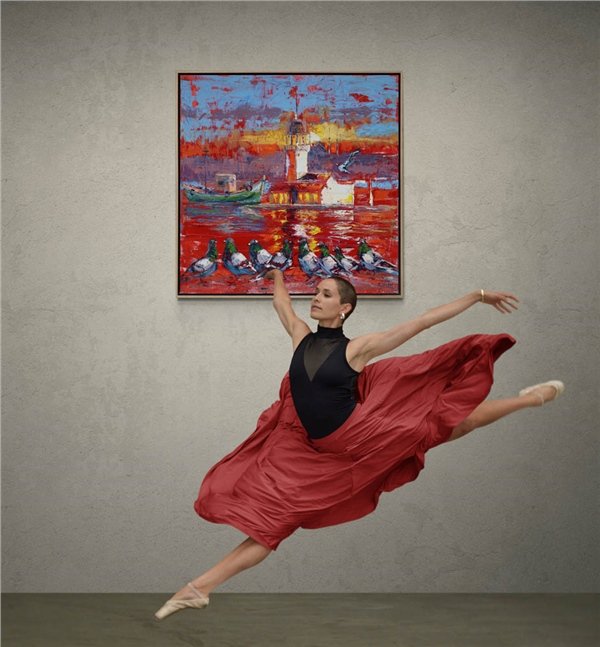 Kule Aşıkları Yağlı Boya Tablosu