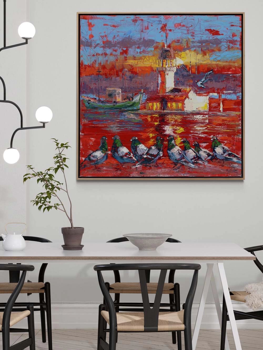 Kule Aşıkları Yağlı Boya Tablosu