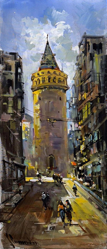 Kule Sokaklarında Yağlı Boya Tablosu