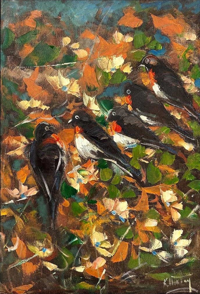 Kuşların Fısıltıları Yağlı Boya Tablosu