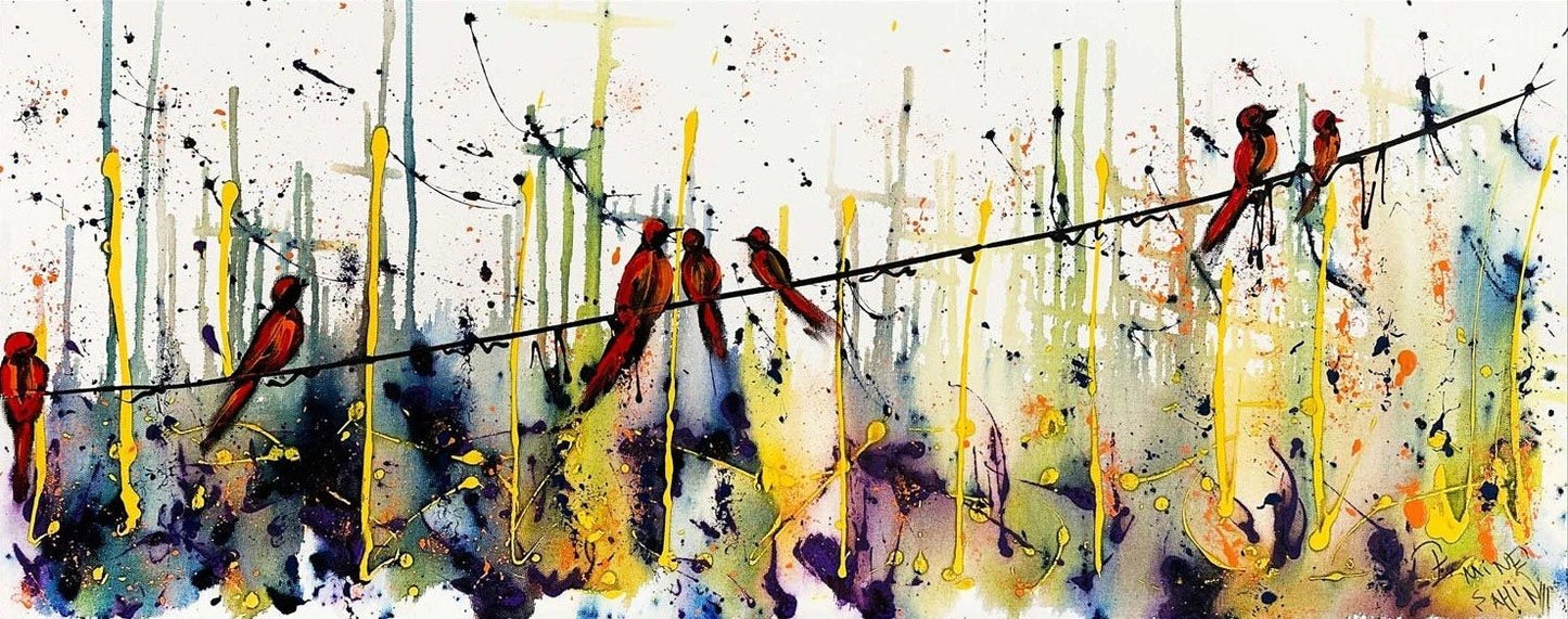 Kuşların Renkli Rüyası Yağlı Boya Tablosu