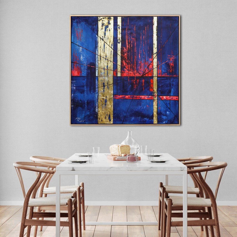 Lacivert ve Altın Siparişe Özel Soyut Yağlı Boya Tablo