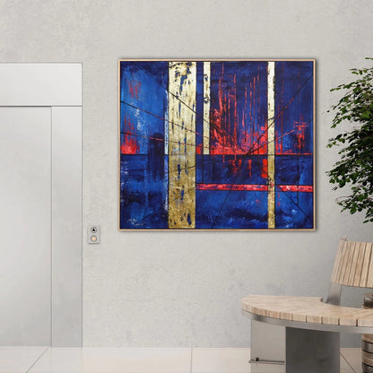 Lacivert ve Altın Siparişe Özel Soyut Yağlı Boya Tablo