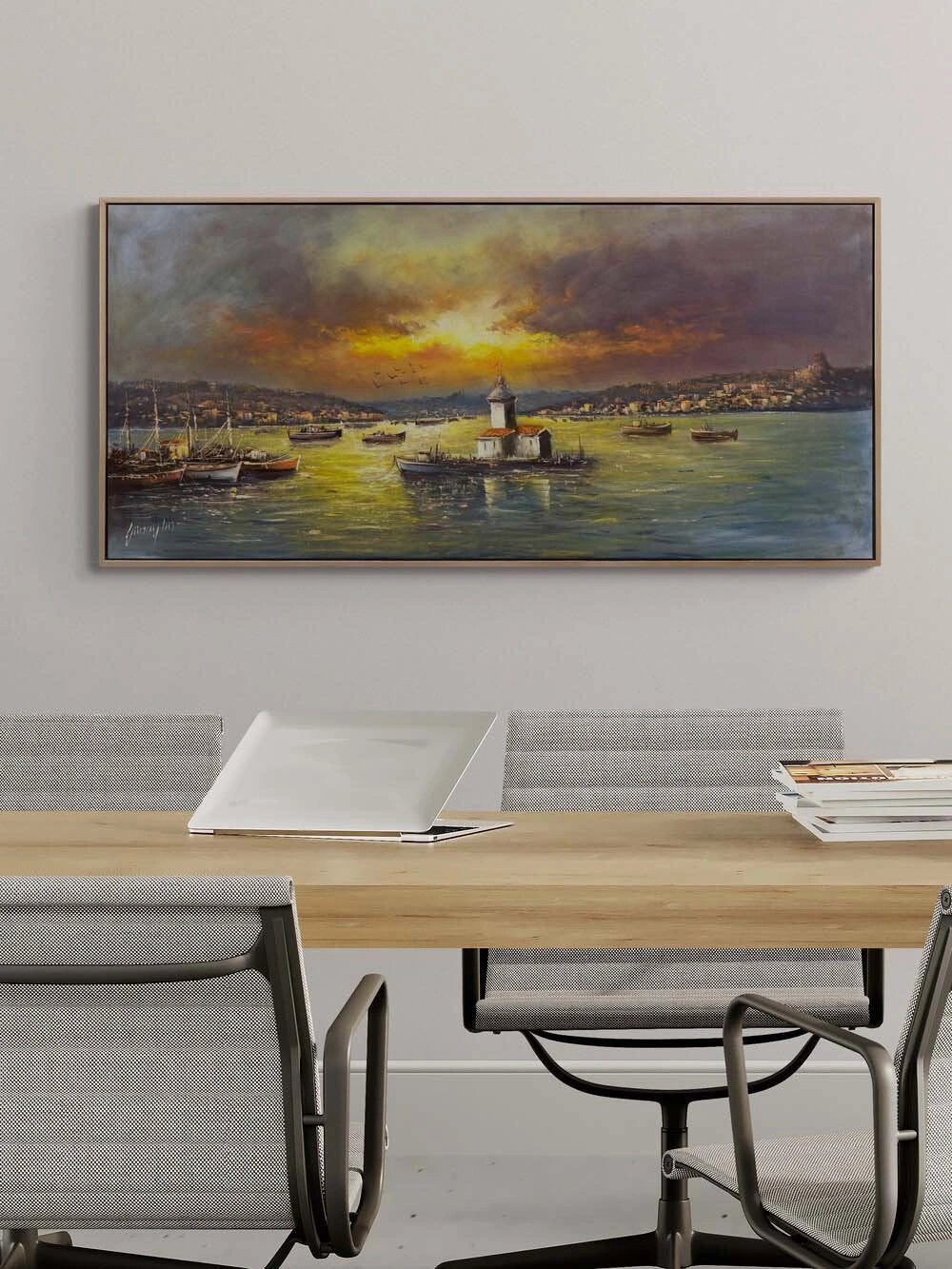 Masal Gibi Kız Kulesi Yağlı Boya Tablosu