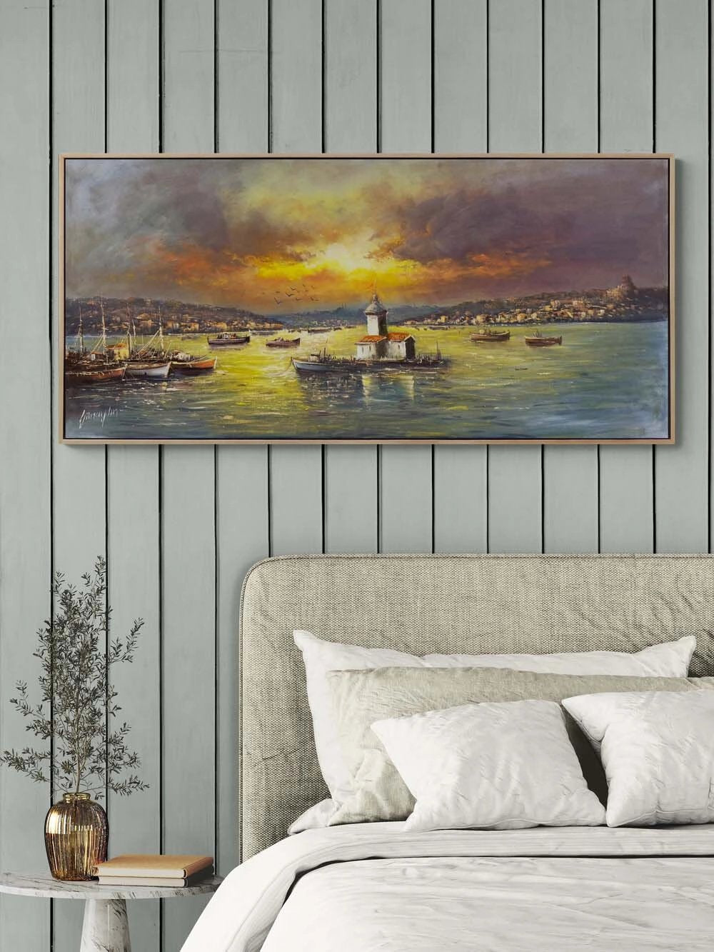 Masal Gibi Kız Kulesi Yağlı Boya Tablosu