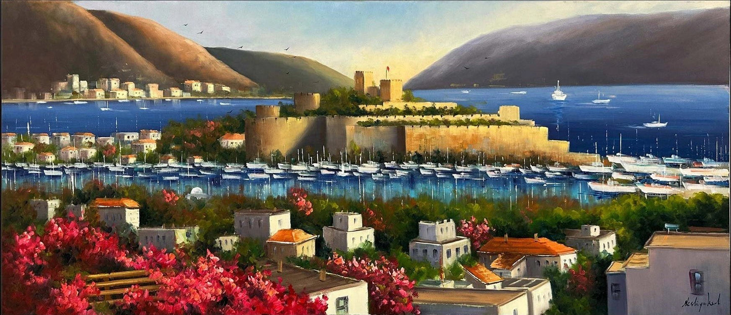 Mavi Suların Kalesi Yağlı Boya Tablosu