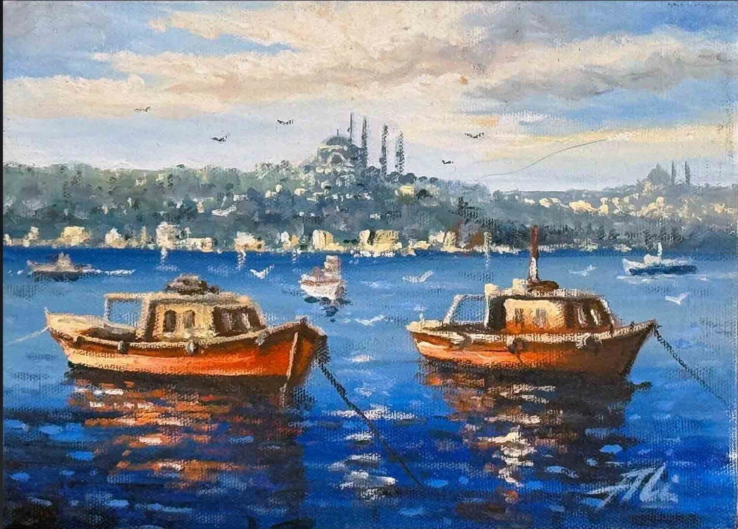 Mavi Suların Yolcuları Yağlı Boya Tablosu