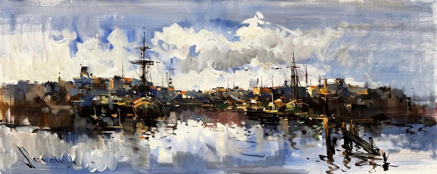 Mavi Ufka Yolculuk Yağlı Boya Tablosu