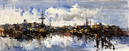 Mavi Ufka Yolculuk Yağlı Boya Tablosu