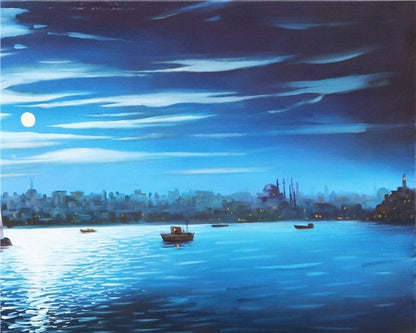 Mehtapta Kız Kulesi Yağlı Boya Tablosu