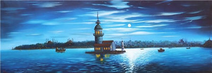 Mehtapta Kız Kulesi Yağlı Boya Tablosu