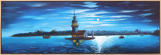 Mehtapta Kız Kulesi Yağlı Boya Tablosu