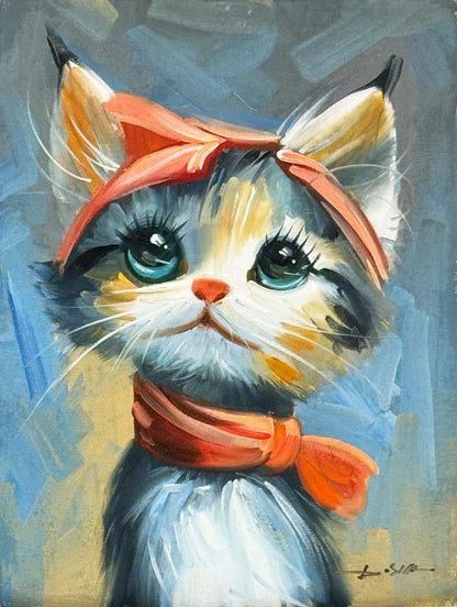 Minnoş Kedi Yağlı Boya Tablosu