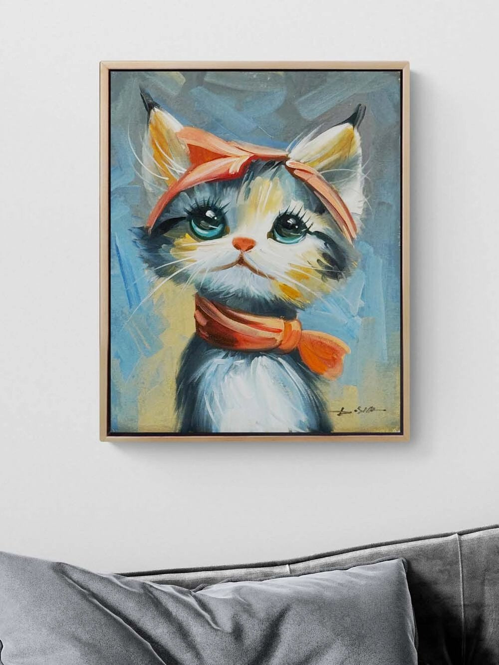 Minnoş Kedi Yağlı Boya Tablosu