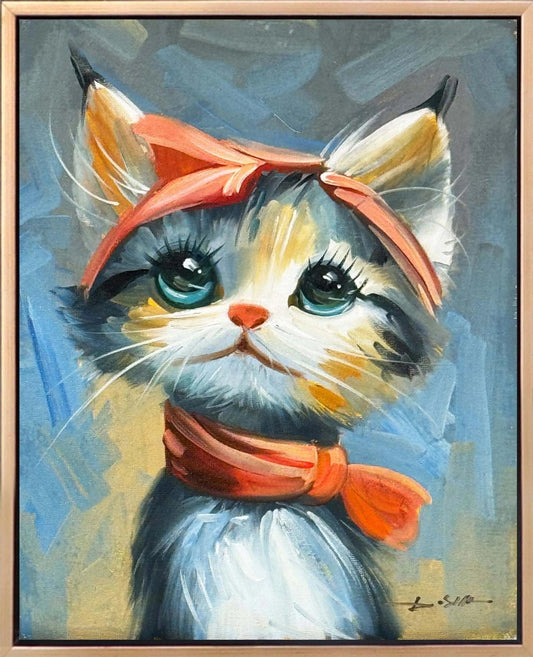 Minnoş Kedi Yağlı Boya Tablosu