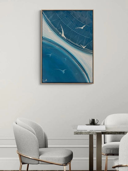 Modern Denizde Kuşlar Yağlı Boya Tablosu