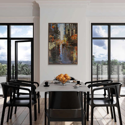 Modern Şehir Işıltıları Yağlı Boya Tablosu