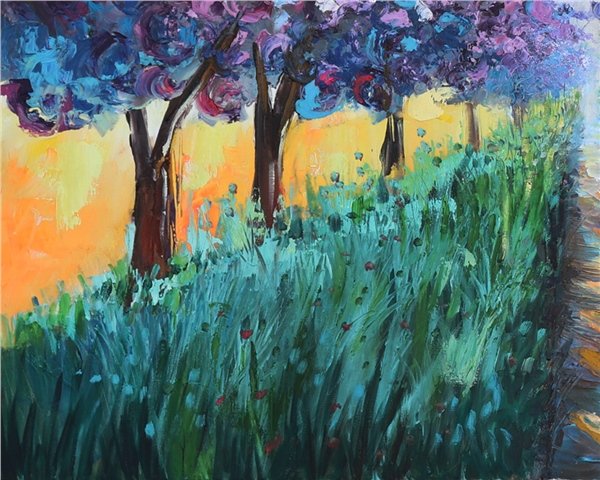 Mor Orman Yağlı Boya Tablosu